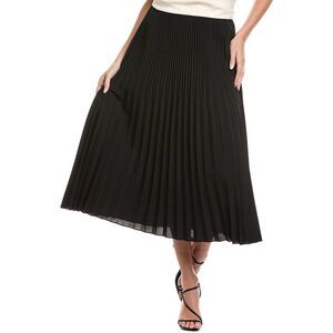 Eileen Fisher Womens Petite Pleated Wool & Silk-Blend A-Line Skirt, Black